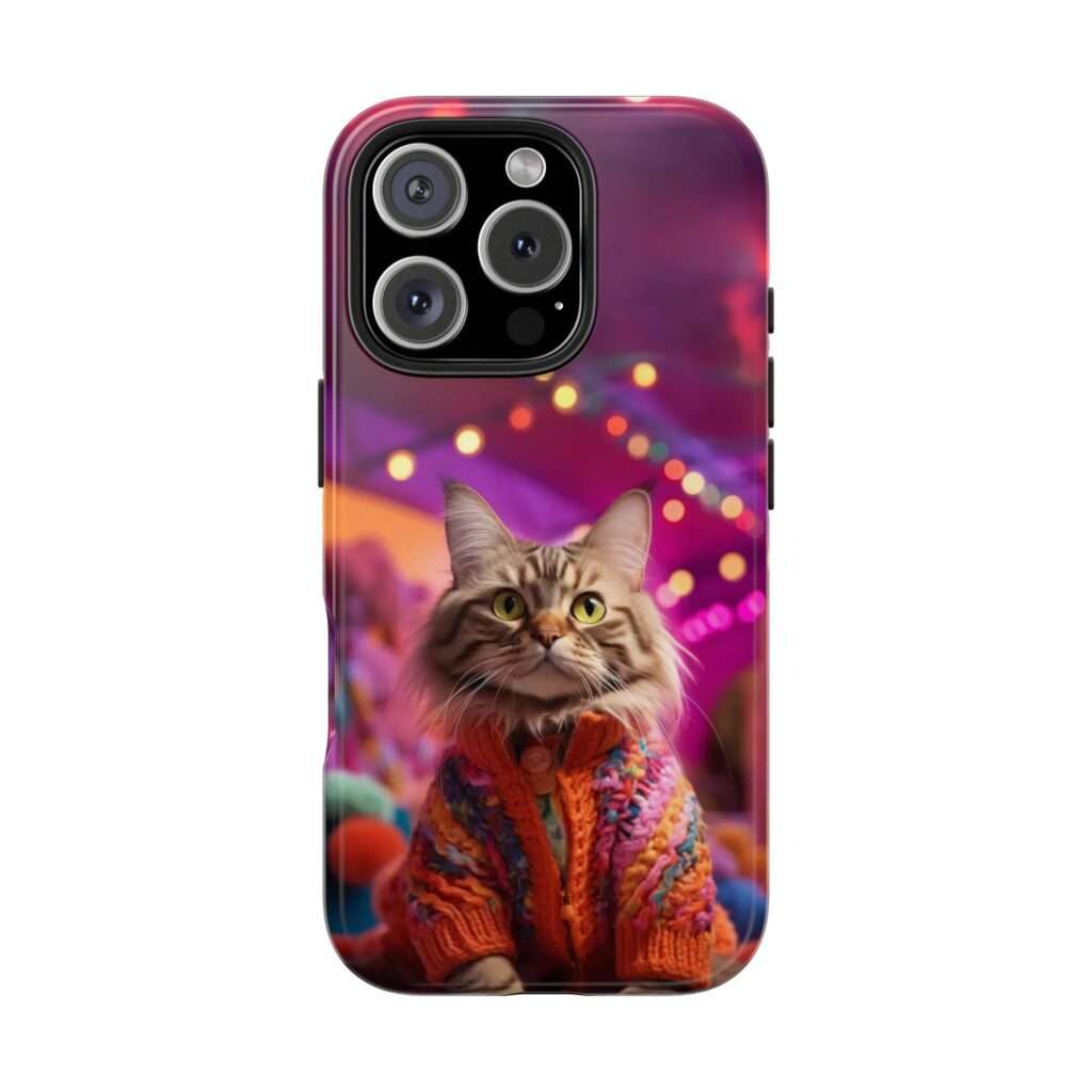 80s Neon Cat Retro Phone Case
