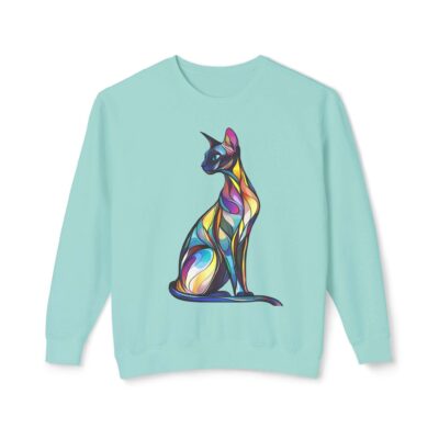 Catastrophe Colorful Artistic Design Cat Crewneck Sweatshirt