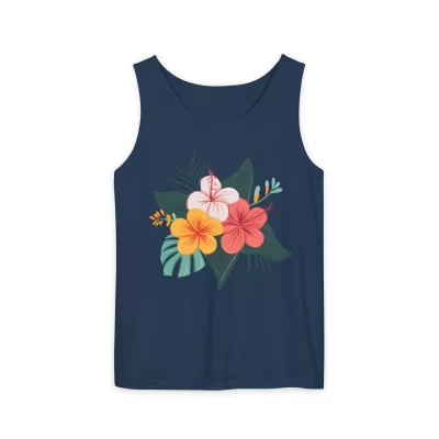 Floral Summer Tank Top, Casual Beachwear, Gift for Her, Tropical Vibes, Lightweight Sleeveless Shirt, Perfect for Vacations,